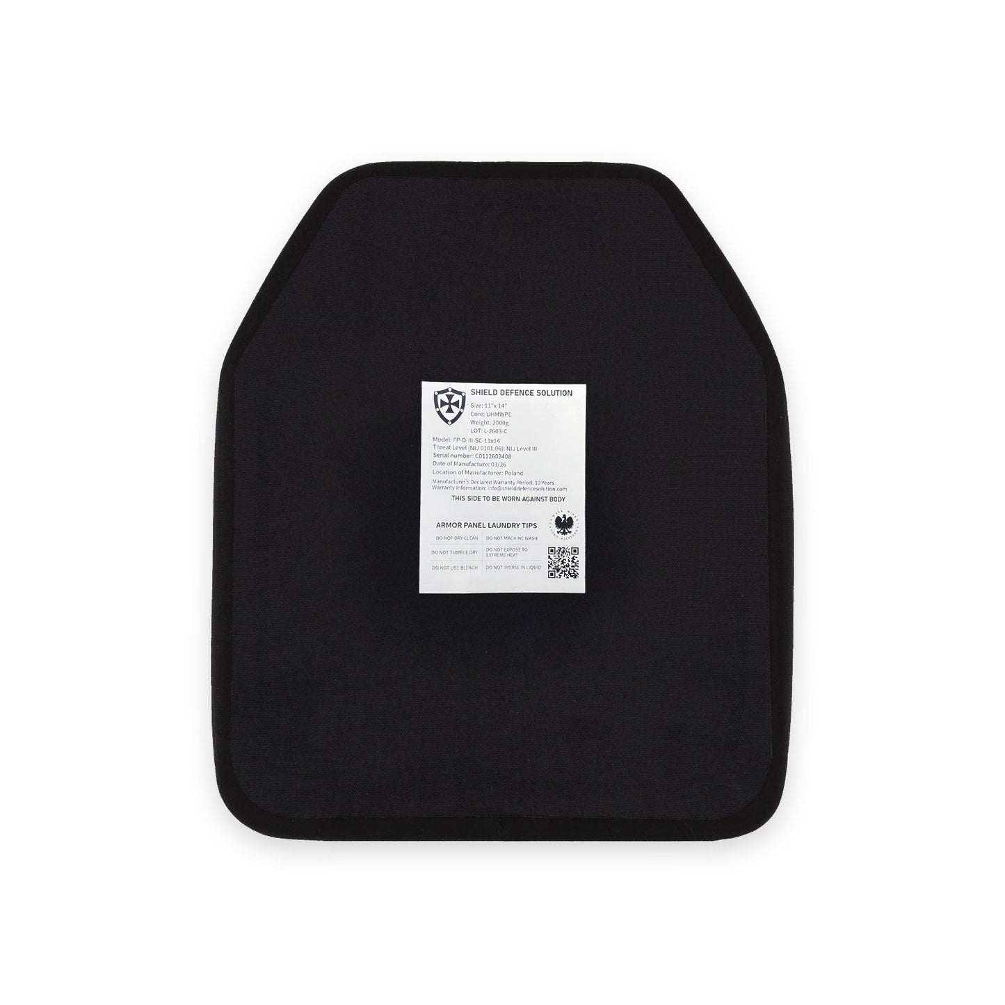 28 × 36 cm SAPI Ballistisk Plade – Enkelt Bue Forside